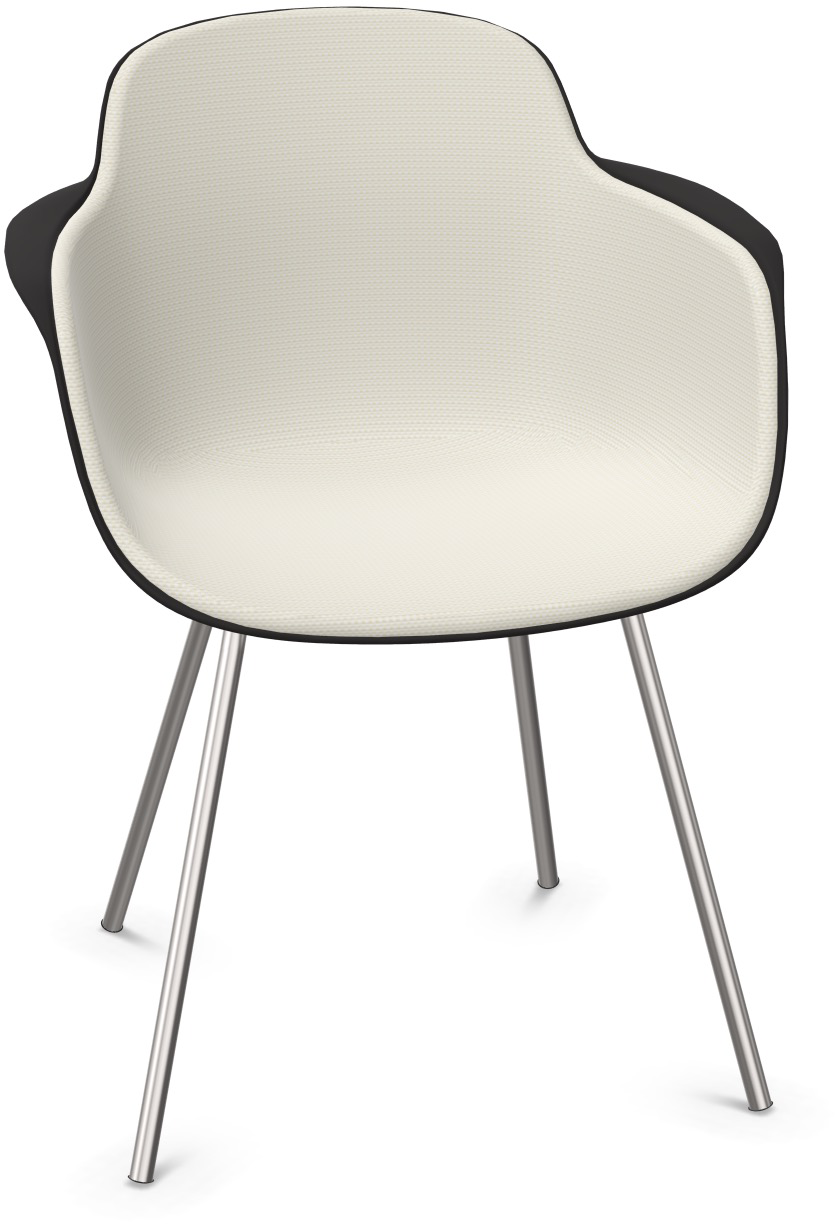 SICLA gepolstert in Sandweiss / Schwarz / Chrom präsentiert im Onlineshop von KAQTU Design AG. Stuhl mit Armlehne ist von Infiniti Design