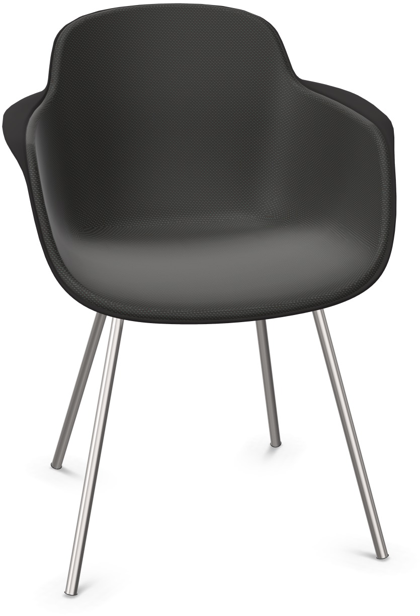 SICLA gepolstert in Dunkelgrau / Schwarz / Chrom präsentiert im Onlineshop von KAQTU Design AG. Stuhl mit Armlehne ist von Infiniti Design
