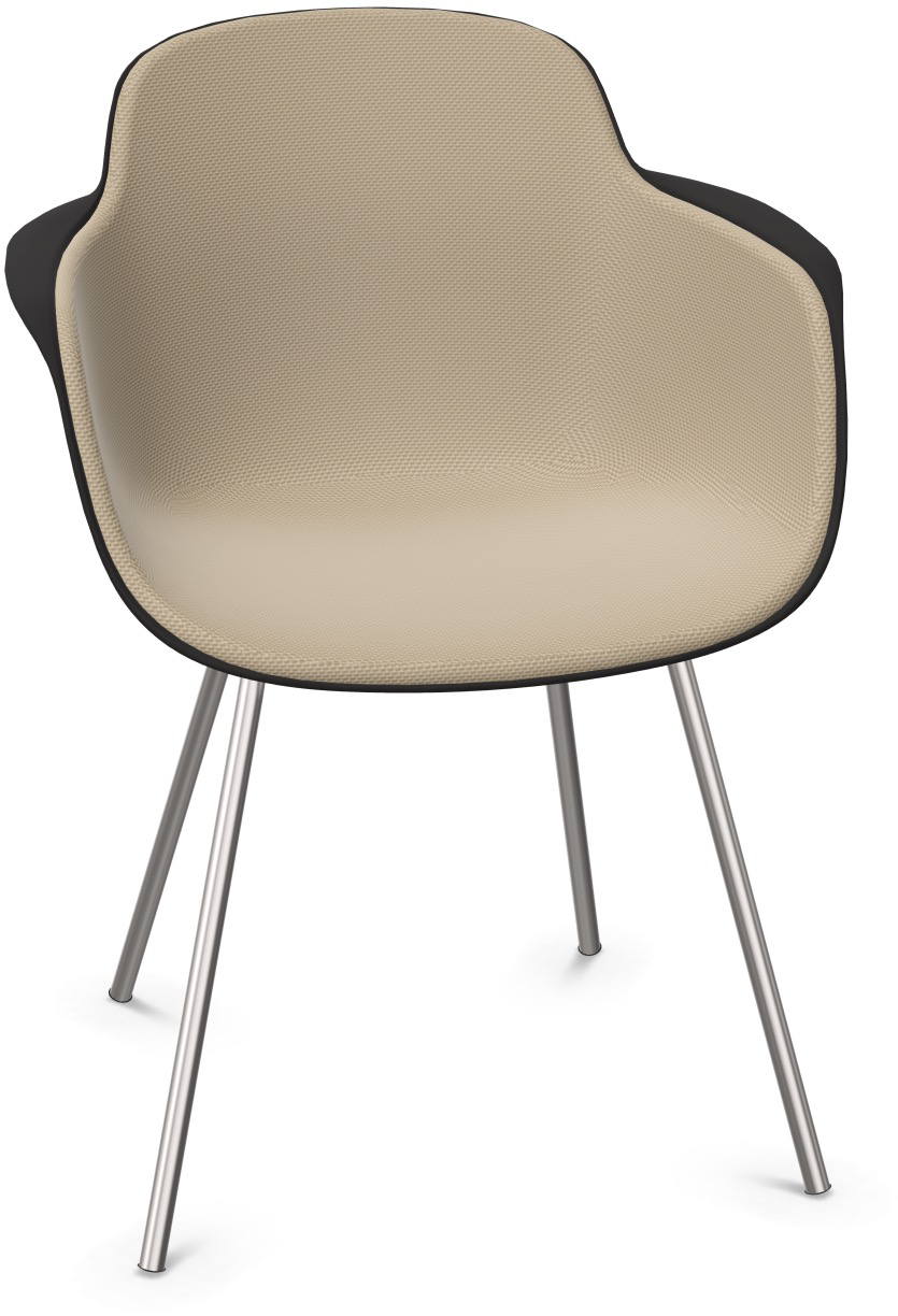 SICLA gepolstert in Hellbraun / Schwarz / Chrom präsentiert im Onlineshop von KAQTU Design AG. Stuhl mit Armlehne ist von Infiniti Design