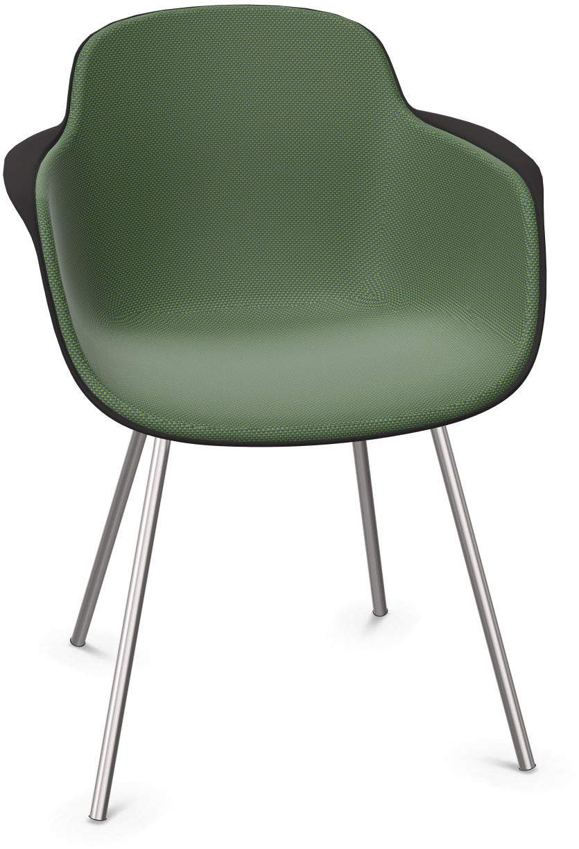 SICLA gepolstert in Dunkelgrün / Schwarz / Chrom präsentiert im Onlineshop von KAQTU Design AG. Stuhl mit Armlehne ist von Infiniti Design