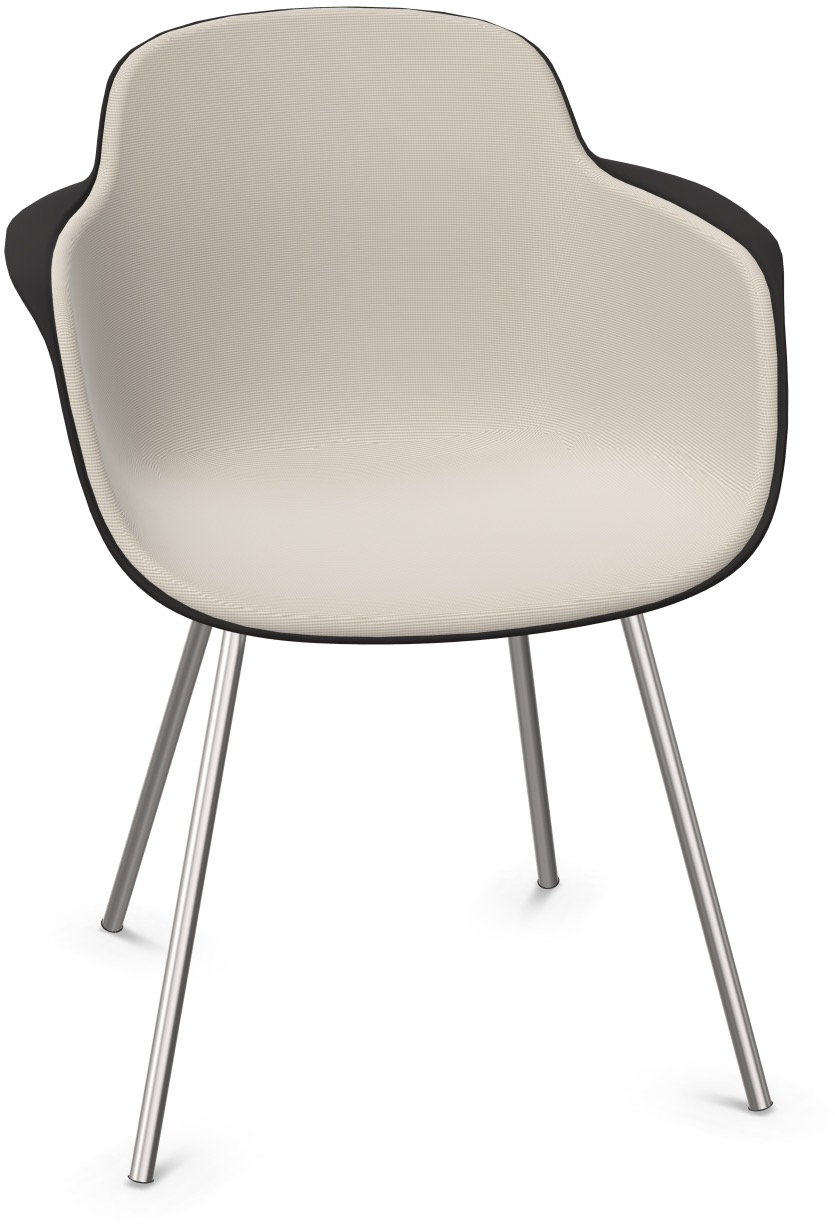 SICLA gepolstert in Hellgrau / Schwarz / Chrom präsentiert im Onlineshop von KAQTU Design AG. Stuhl mit Armlehne ist von Infiniti Design