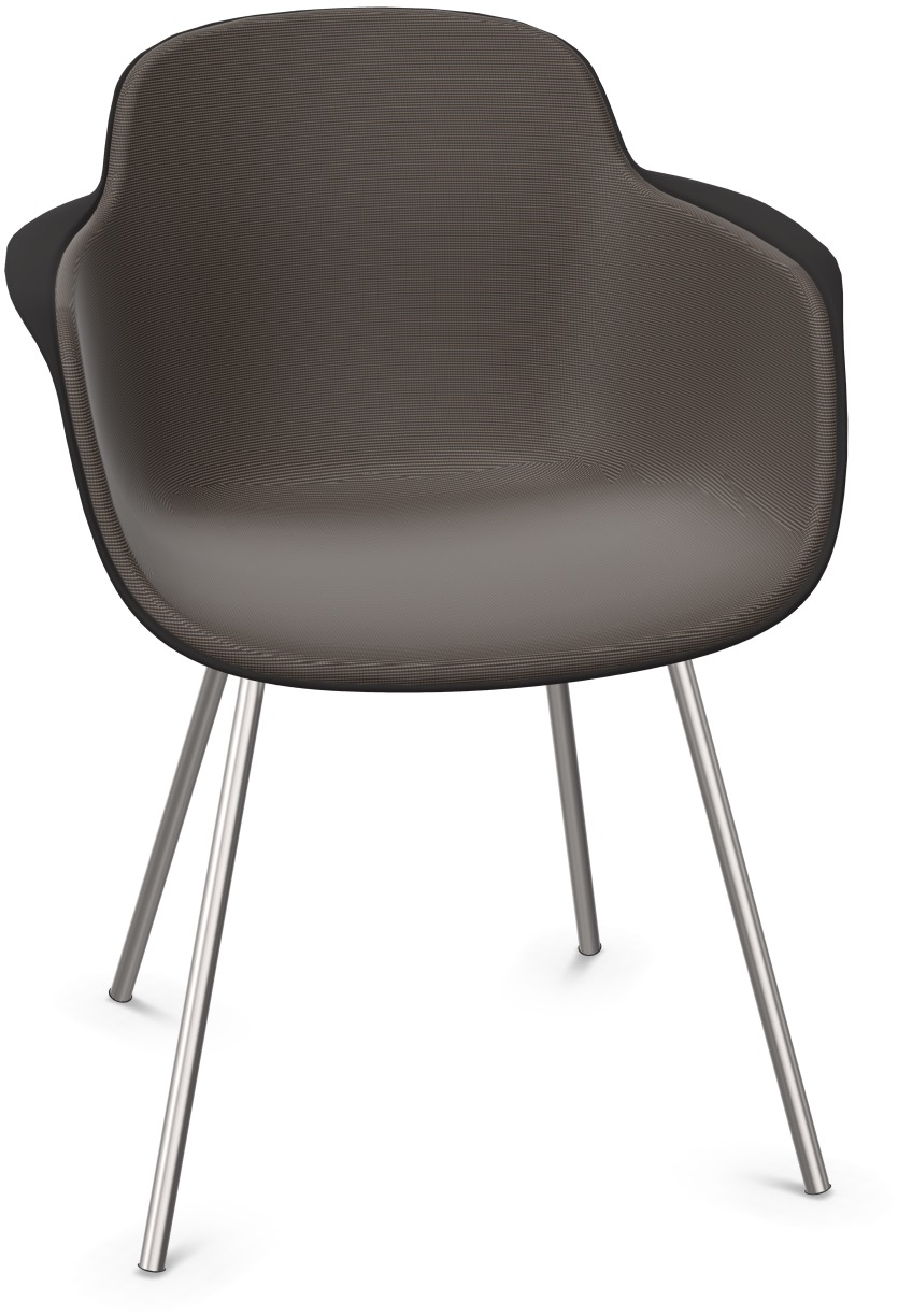 SICLA gepolstert in Graubraun / Schwarz / Chrom präsentiert im Onlineshop von KAQTU Design AG. Stuhl mit Armlehne ist von Infiniti Design