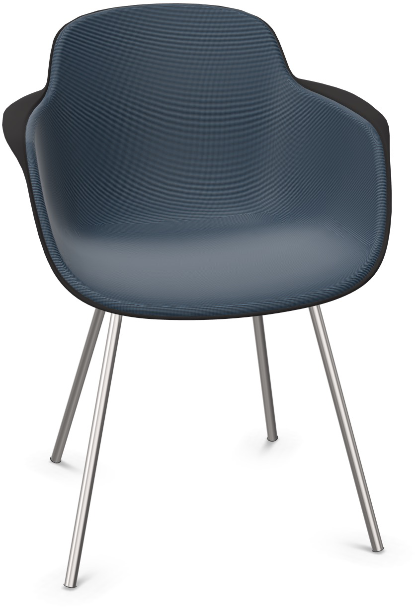 SICLA gepolstert in Dunkelblau / Schwarz / Chrom präsentiert im Onlineshop von KAQTU Design AG. Stuhl mit Armlehne ist von Infiniti Design