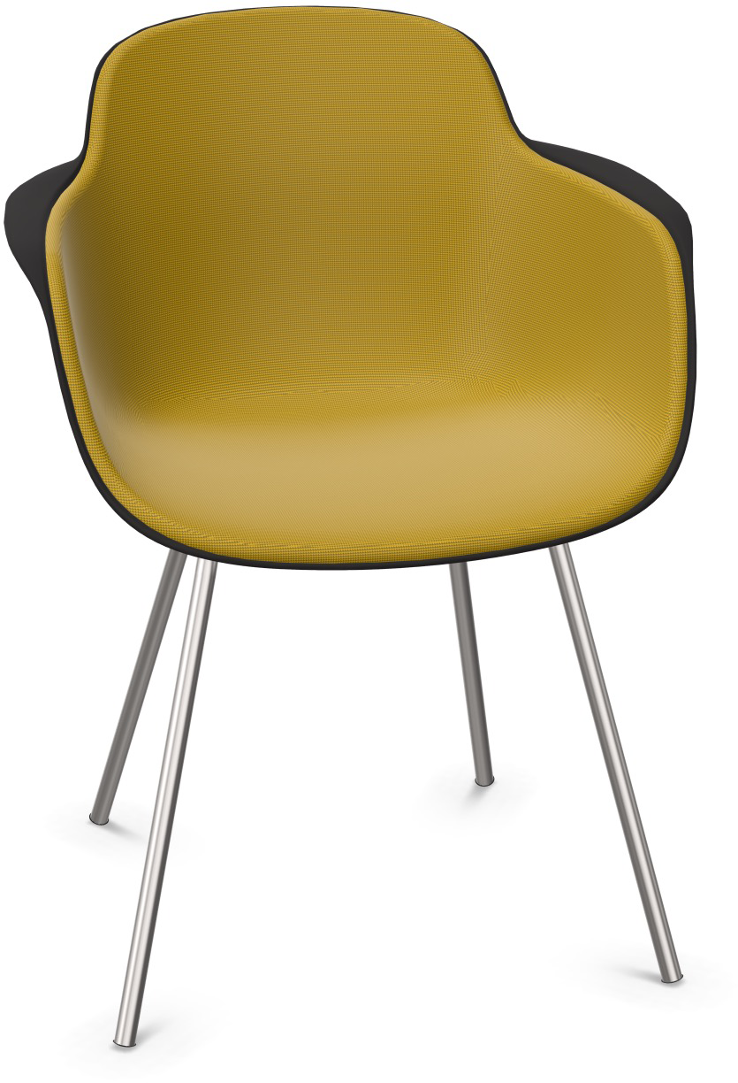 SICLA gepolstert in Senfgelb / Schwarz / Chrom präsentiert im Onlineshop von KAQTU Design AG. Stuhl mit Armlehne ist von Infiniti Design