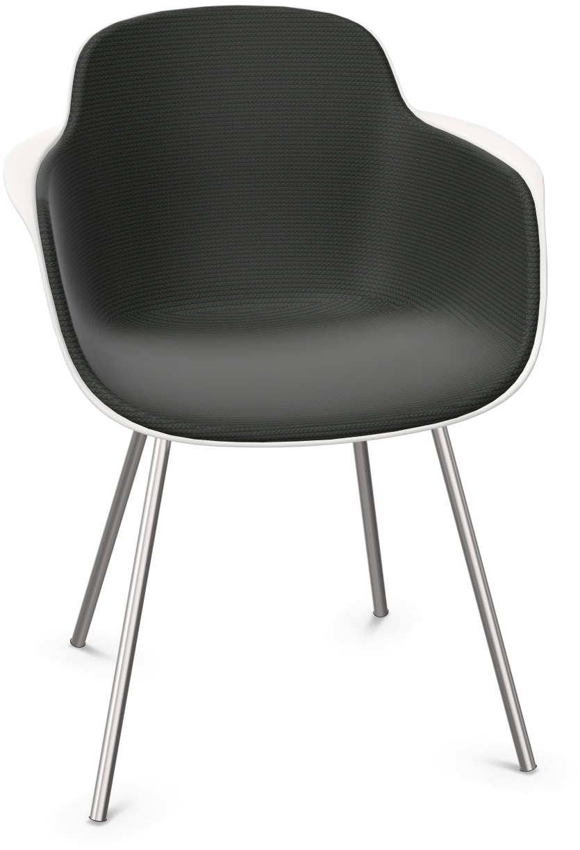 SICLA gepolstert in Schwarz / Weiss / Chrom präsentiert im Onlineshop von KAQTU Design AG. Stuhl mit Armlehne ist von Infiniti Design