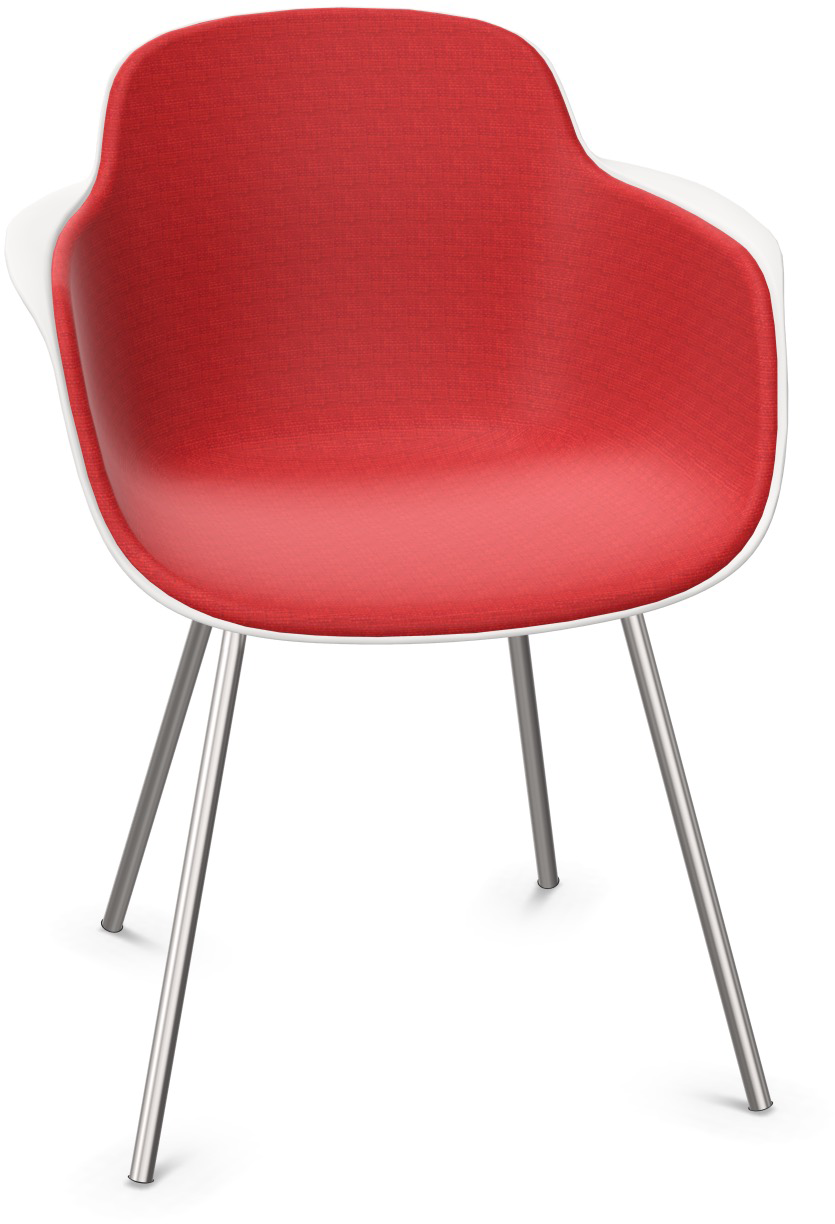SICLA gepolstert in Rot / Weiss / Chrom präsentiert im Onlineshop von KAQTU Design AG. Stuhl mit Armlehne ist von Infiniti Design