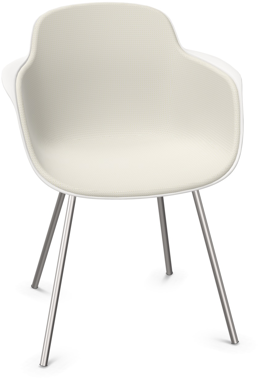 SICLA gepolstert in Sandweiss / Weiss / Chrom präsentiert im Onlineshop von KAQTU Design AG. Stuhl mit Armlehne ist von Infiniti Design