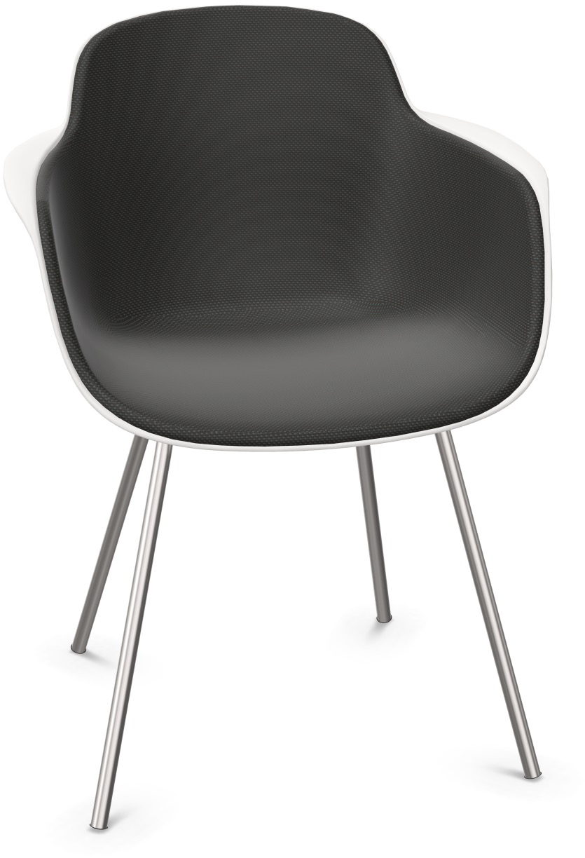 SICLA gepolstert in Dunkelgrau / Weiss / Chrom präsentiert im Onlineshop von KAQTU Design AG. Stuhl mit Armlehne ist von Infiniti Design