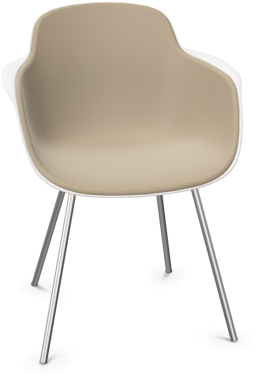 SICLA gepolstert in Hellbraun / Weiss / Chrom präsentiert im Onlineshop von KAQTU Design AG. Stuhl mit Armlehne ist von Infiniti Design