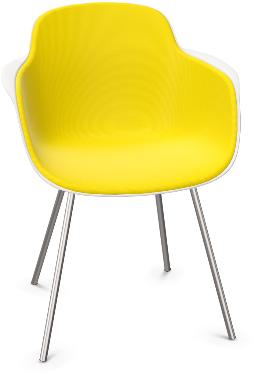 SICLA gepolstert in Gelb / Weiss / Chrom präsentiert im Onlineshop von KAQTU Design AG. Stuhl mit Armlehne ist von Infiniti Design