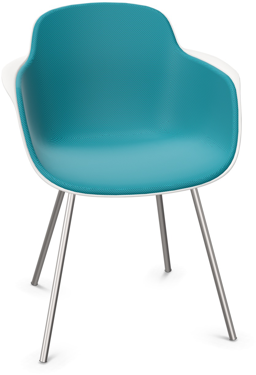 SICLA gepolstert in Türkis / Weiss / Chrom präsentiert im Onlineshop von KAQTU Design AG. Stuhl mit Armlehne ist von Infiniti Design
