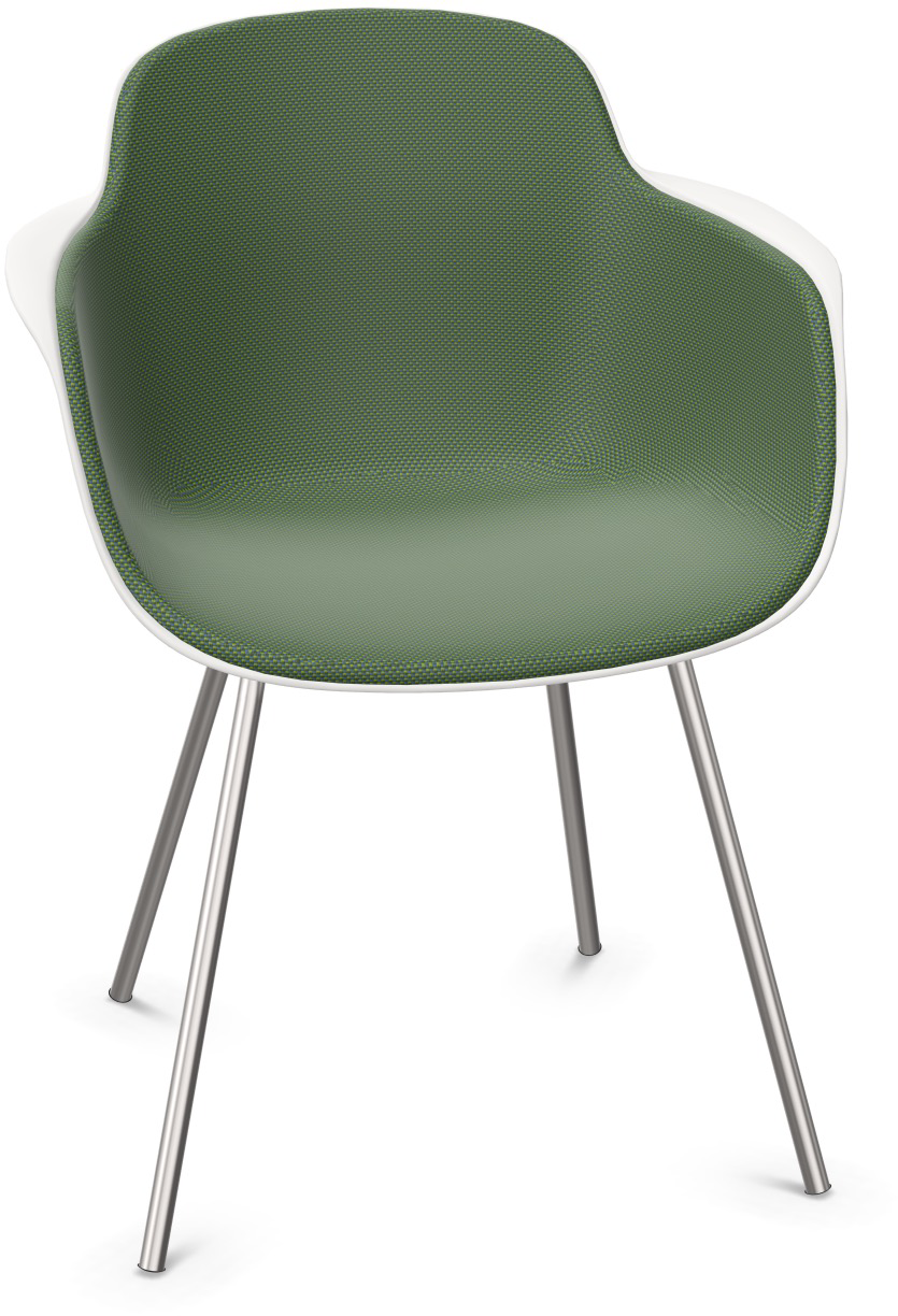 SICLA gepolstert in Dunkelgrün / Weiss / Chrom präsentiert im Onlineshop von KAQTU Design AG. Stuhl mit Armlehne ist von Infiniti Design