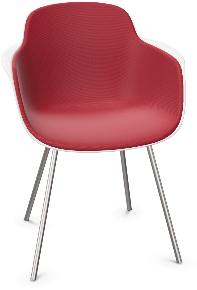 SICLA gepolstert in Dunkelrot / Weiss / Chrom präsentiert im Onlineshop von KAQTU Design AG. Stuhl mit Armlehne ist von Infiniti Design