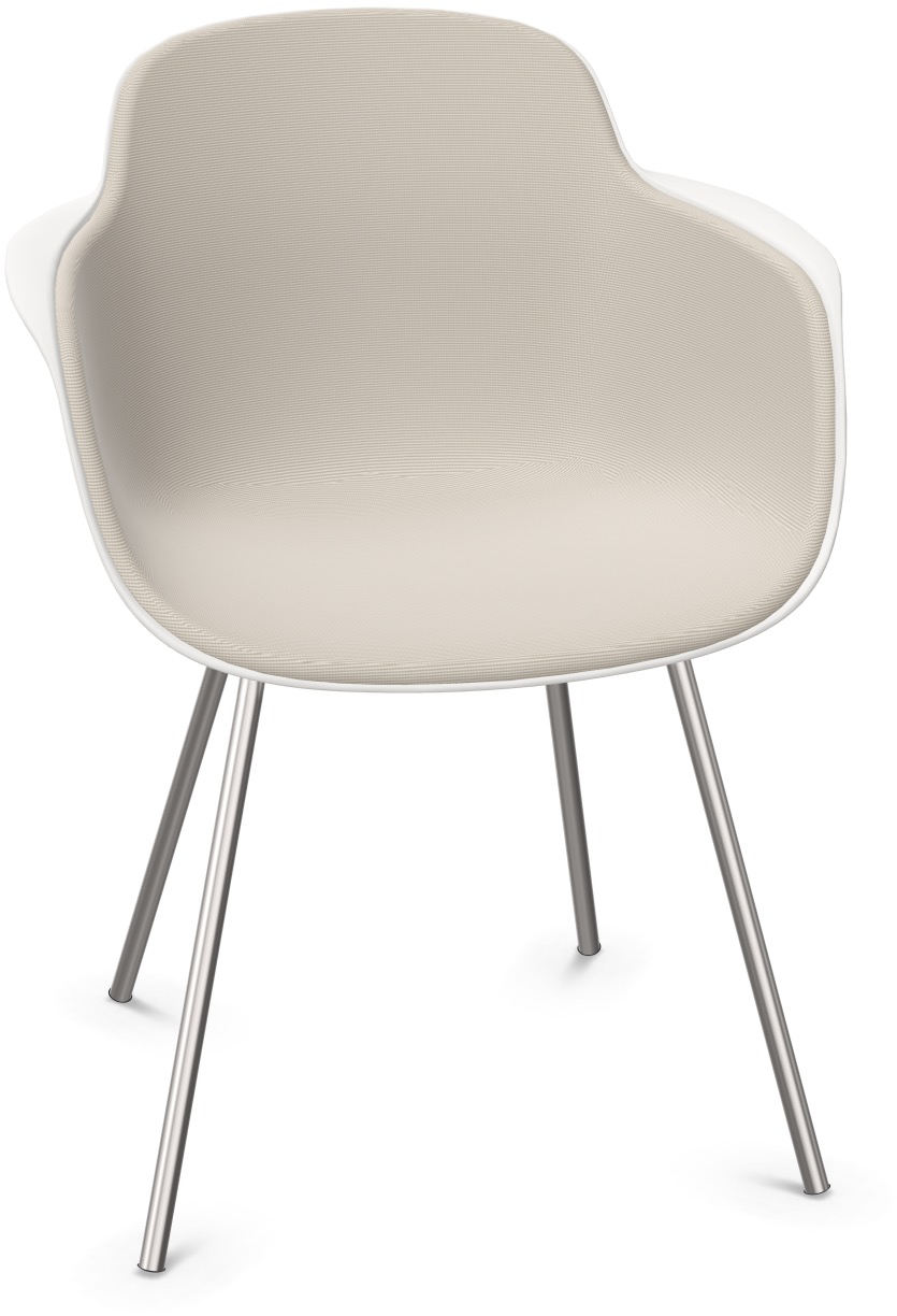 SICLA gepolstert in Hellgrau / Weiss / Chrom präsentiert im Onlineshop von KAQTU Design AG. Stuhl mit Armlehne ist von Infiniti Design