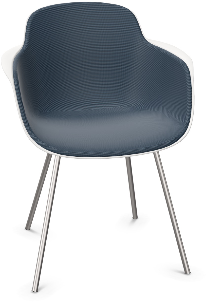 SICLA gepolstert in Dunkelblau / Weiss / Chrom präsentiert im Onlineshop von KAQTU Design AG. Stuhl mit Armlehne ist von Infiniti Design