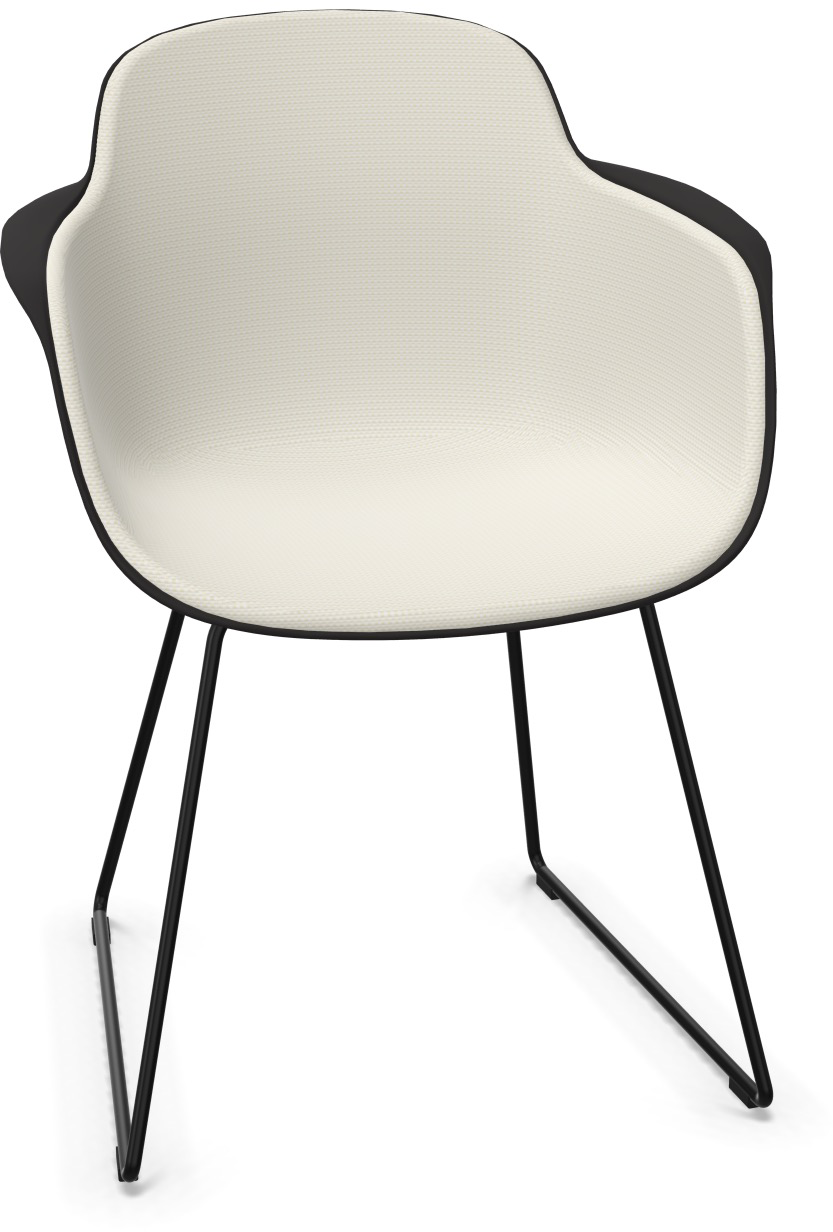 SICLA Sled gepolstert in Sandweiss / Schwarz präsentiert im Onlineshop von KAQTU Design AG. Stuhl mit Armlehne ist von Infiniti Design