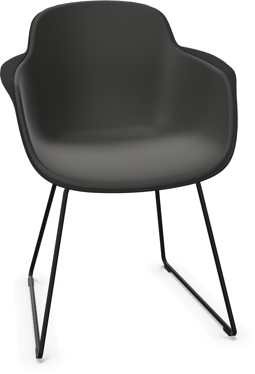 SICLA Sled gepolstert in Dunkelgrau / Schwarz präsentiert im Onlineshop von KAQTU Design AG. Stuhl mit Armlehne ist von Infiniti Design