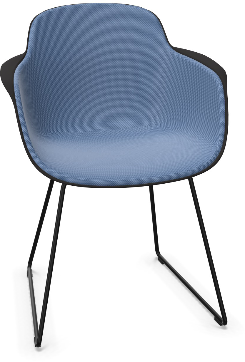 SICLA Sled gepolstert in Blau / Schwarz präsentiert im Onlineshop von KAQTU Design AG. Stuhl mit Armlehne ist von Infiniti Design