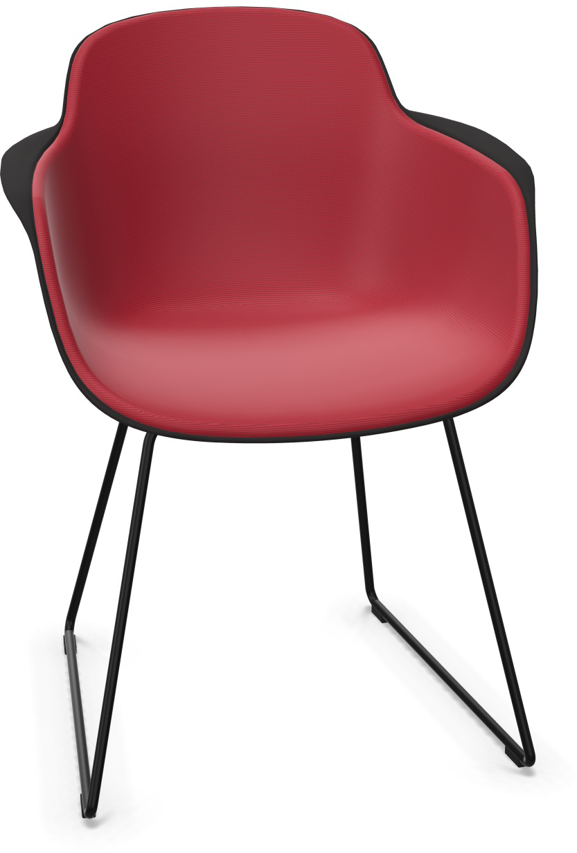 SICLA Sled gepolstert in Dunkelrot / Schwarz präsentiert im Onlineshop von KAQTU Design AG. Stuhl mit Armlehne ist von Infiniti Design