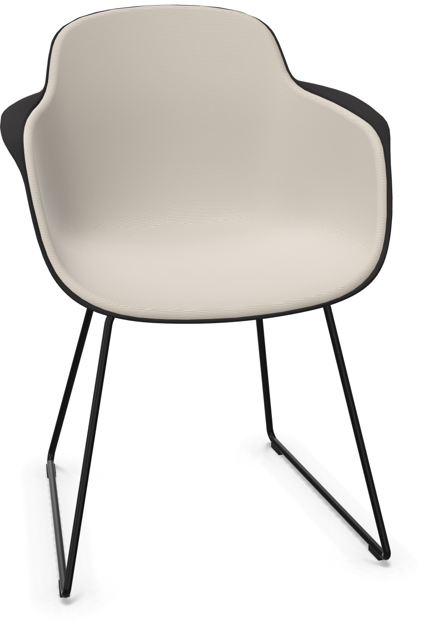 SICLA Sled gepolstert in Hellgrau / Schwarz präsentiert im Onlineshop von KAQTU Design AG. Stuhl mit Armlehne ist von Infiniti Design