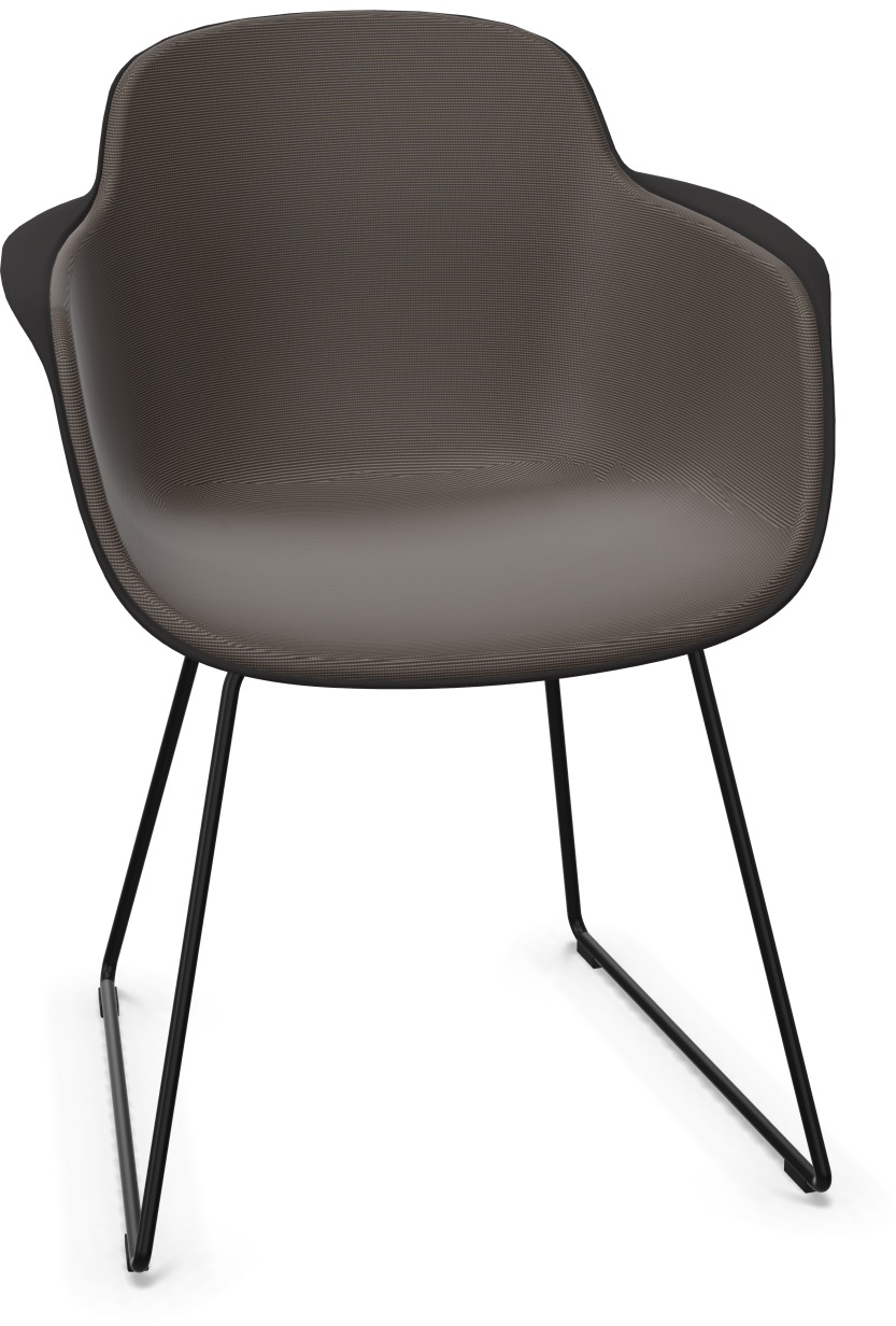 SICLA Sled gepolstert in Graubraun / Schwarz präsentiert im Onlineshop von KAQTU Design AG. Stuhl mit Armlehne ist von Infiniti Design