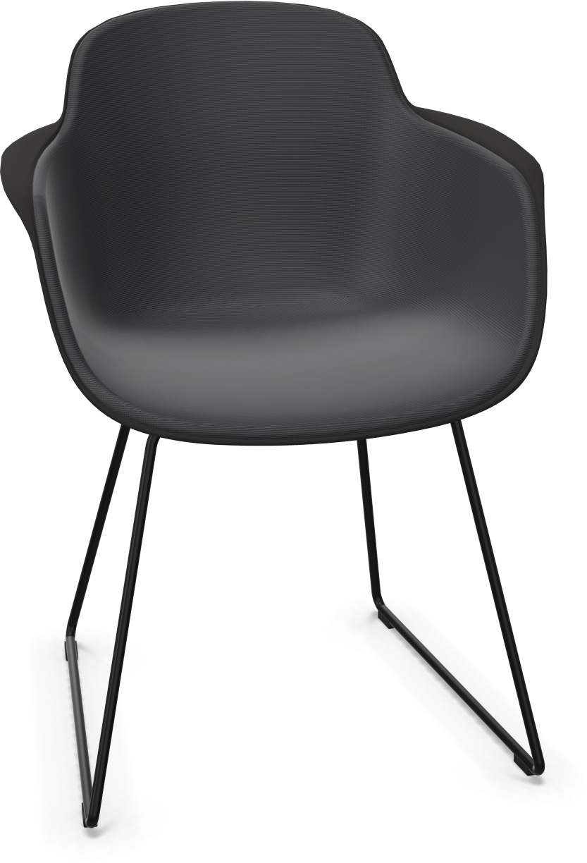 SICLA Sled gepolstert in Anthrazit präsentiert im Onlineshop von KAQTU Design AG. Stuhl mit Armlehne ist von Infiniti Design