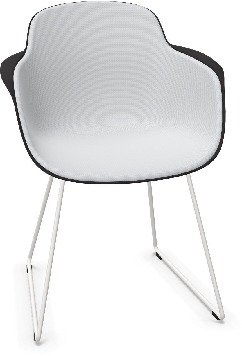 SICLA Sled gepolstert in Grau / Schwarz / Weiss präsentiert im Onlineshop von KAQTU Design AG. Stuhl mit Armlehne ist von Infiniti Design