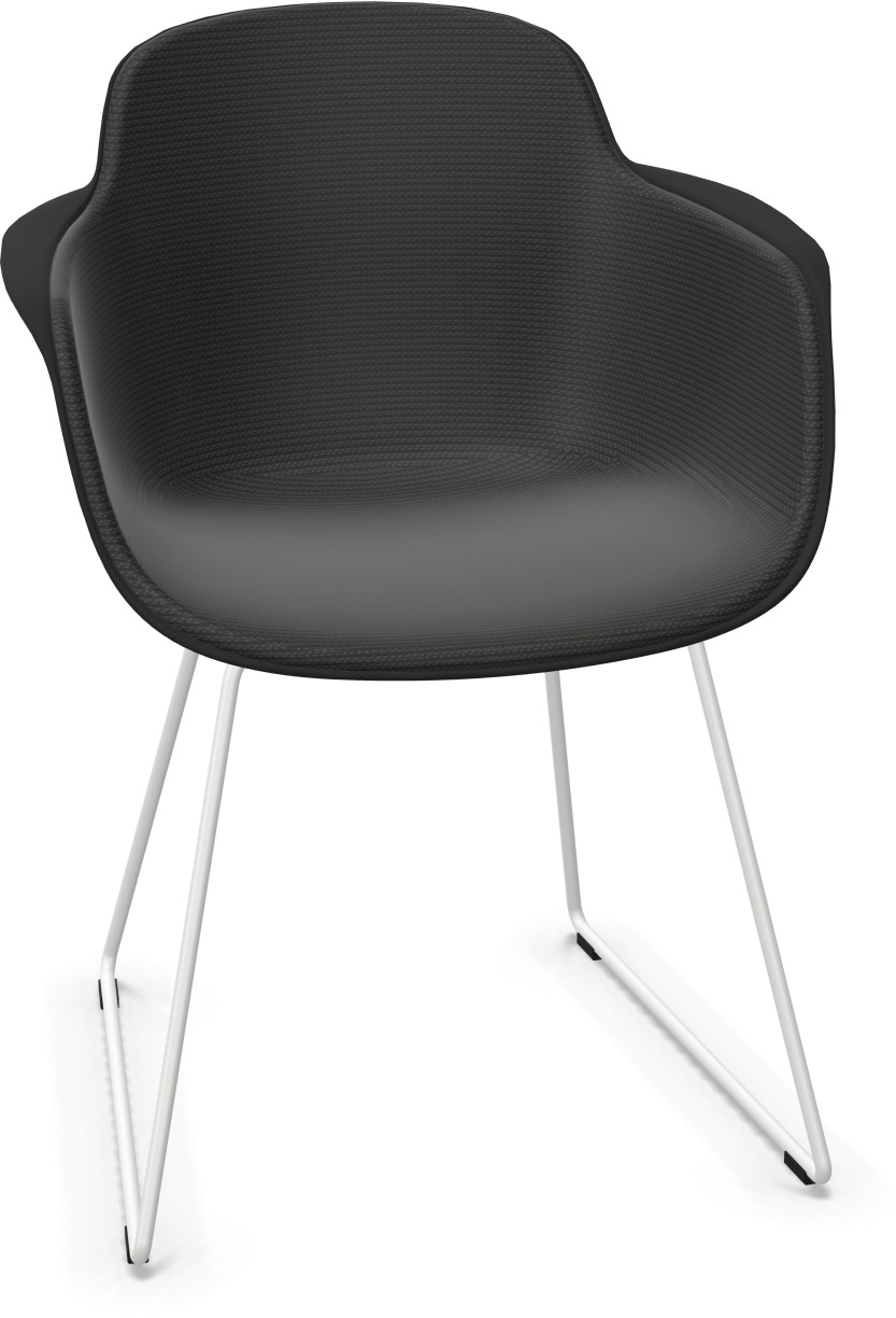 SICLA Sled gepolstert in Schwarz / Weiss präsentiert im Onlineshop von KAQTU Design AG. Stuhl mit Armlehne ist von Infiniti Design