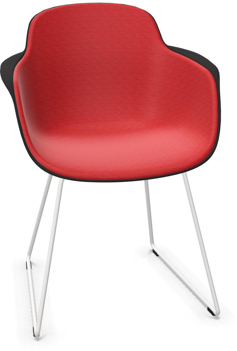 SICLA Sled gepolstert in Rot / Schwarz / Weiss präsentiert im Onlineshop von KAQTU Design AG. Stuhl mit Armlehne ist von Infiniti Design