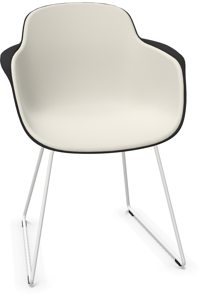 SICLA Sled gepolstert in Sandweiss / Schwarz / Weiss präsentiert im Onlineshop von KAQTU Design AG. Stuhl mit Armlehne ist von Infiniti Design