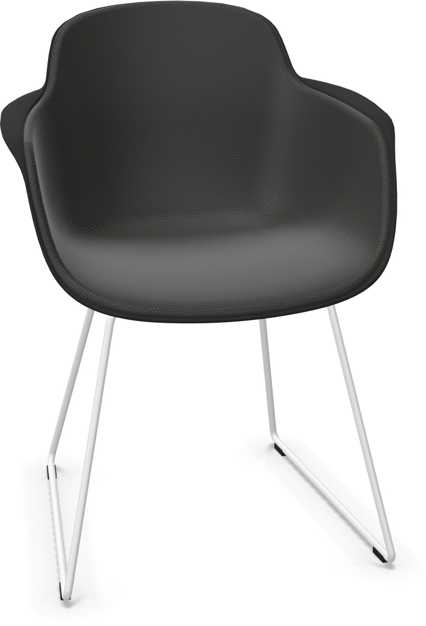 SICLA Sled gepolstert in Dunkelgrau / Schwarz / Weiss präsentiert im Onlineshop von KAQTU Design AG. Stuhl mit Armlehne ist von Infiniti Design