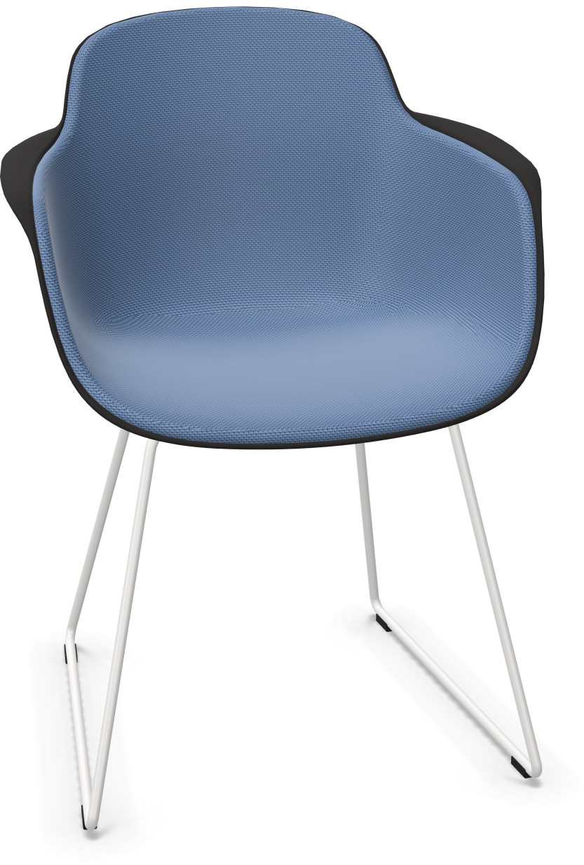 SICLA Sled gepolstert in Blau / Schwarz / Weiss präsentiert im Onlineshop von KAQTU Design AG. Stuhl mit Armlehne ist von Infiniti Design