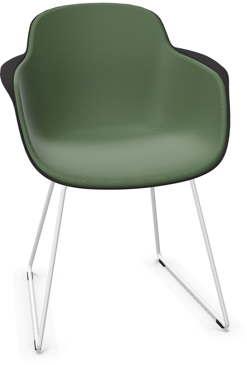 SICLA Sled gepolstert in Dunkelgrün / Schwarz / Weiss präsentiert im Onlineshop von KAQTU Design AG. Stuhl mit Armlehne ist von Infiniti Design