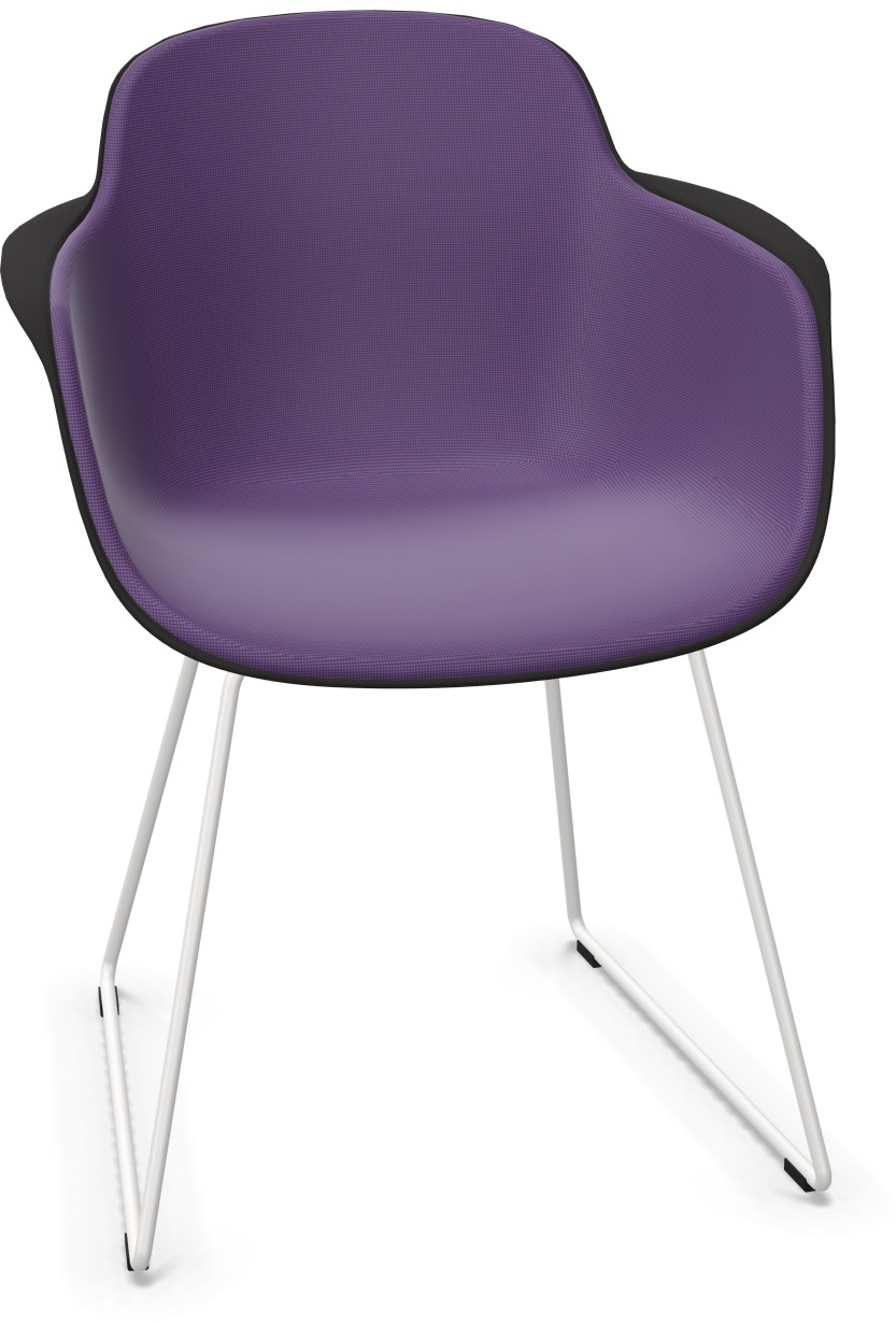 SICLA Sled gepolstert in Violett / Schwarz / Weiss präsentiert im Onlineshop von KAQTU Design AG. Stuhl mit Armlehne ist von Infiniti Design
