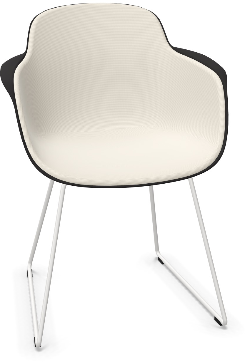 SICLA Sled gepolstert in Weiss / Schwarz / Weiss präsentiert im Onlineshop von KAQTU Design AG. Stuhl mit Armlehne ist von Infiniti Design