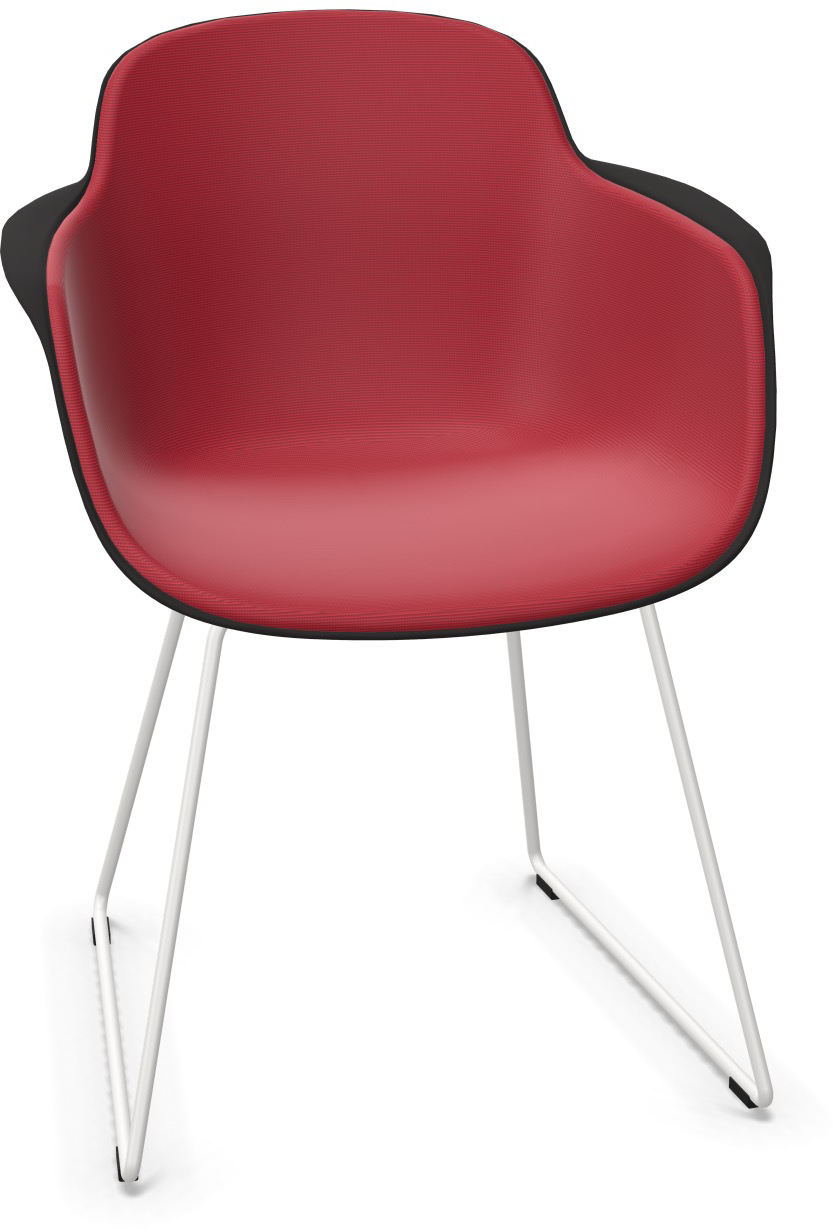 SICLA Sled gepolstert in Dunkelrot / Schwarz / Weiss präsentiert im Onlineshop von KAQTU Design AG. Stuhl mit Armlehne ist von Infiniti Design