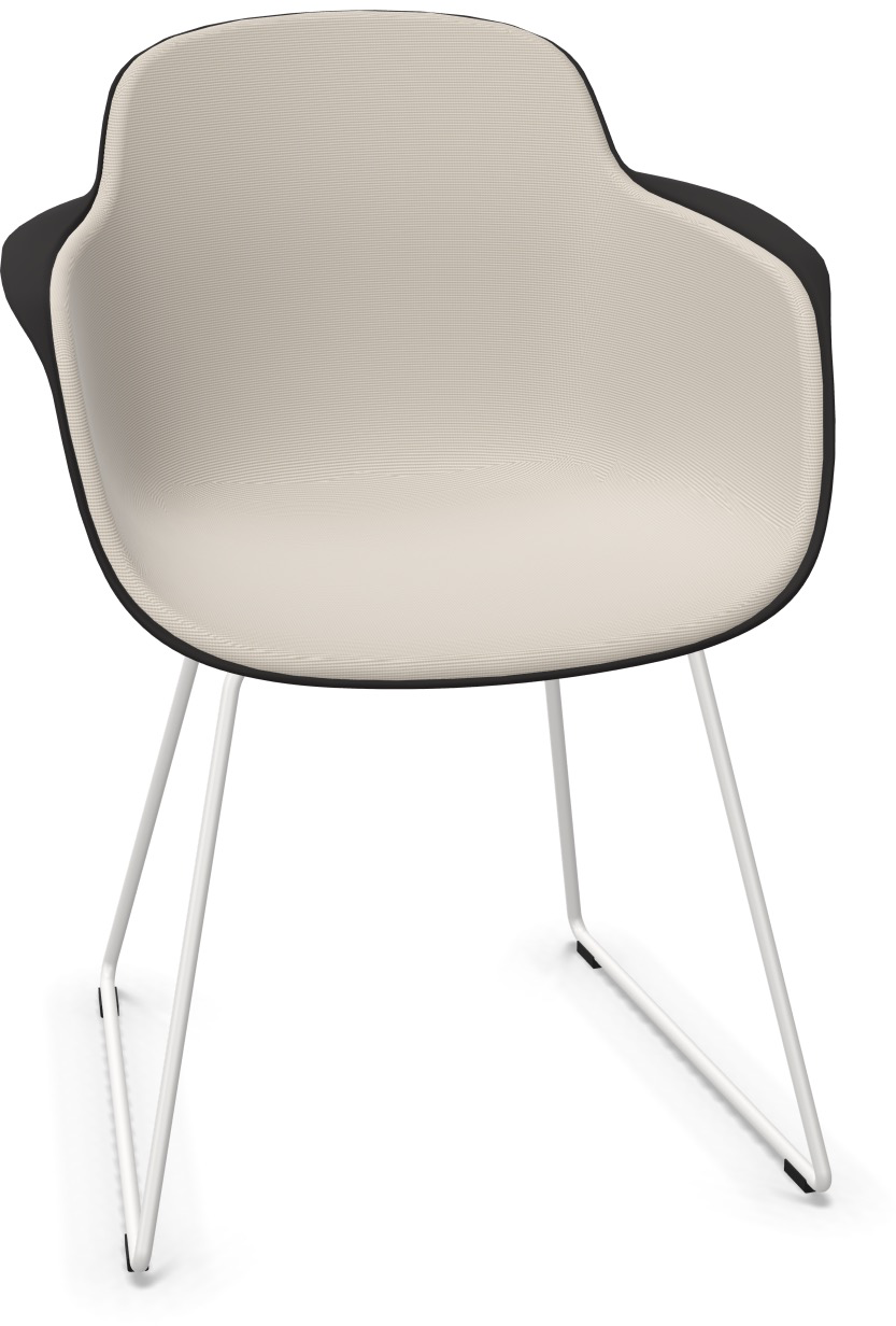 SICLA Sled gepolstert in Hellgrau / Schwarz / Weiss präsentiert im Onlineshop von KAQTU Design AG. Stuhl mit Armlehne ist von Infiniti Design
