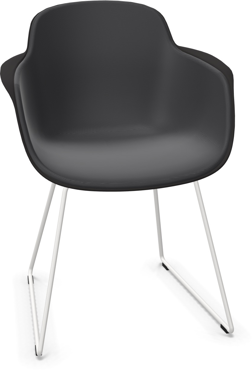 SICLA Sled gepolstert in Anthrazit / Weiss präsentiert im Onlineshop von KAQTU Design AG. Stuhl mit Armlehne ist von Infiniti Design