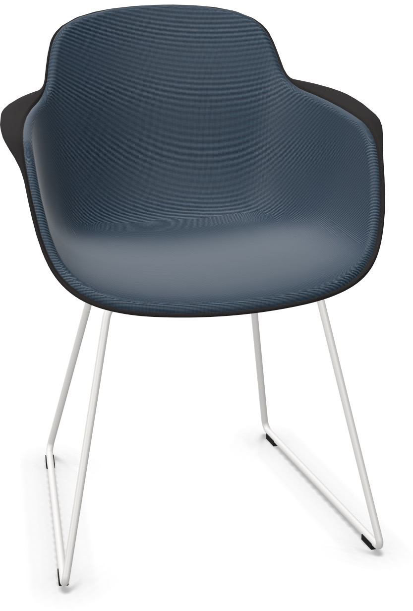 SICLA Sled gepolstert in Dunkelblau / Schwarz / Weiss präsentiert im Onlineshop von KAQTU Design AG. Stuhl mit Armlehne ist von Infiniti Design