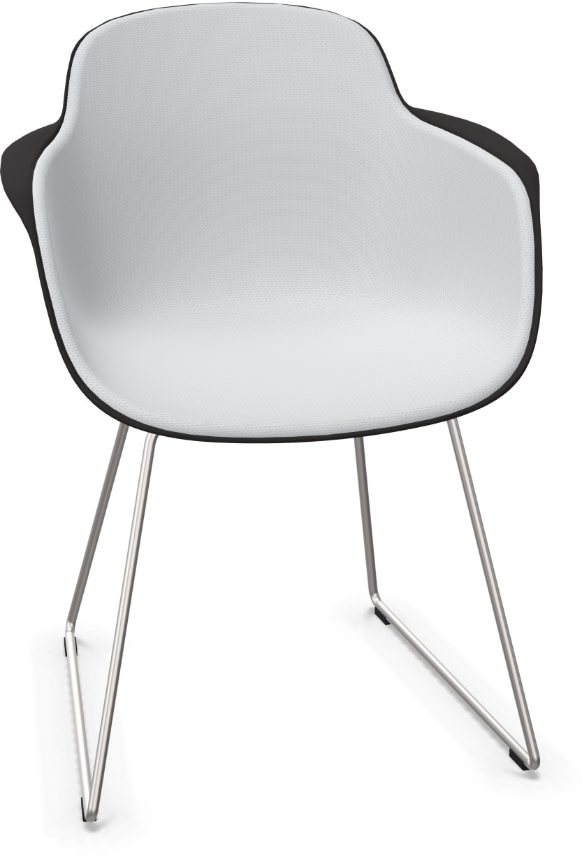 SICLA Sled gepolstert in Grau / Schwarz / Chrom präsentiert im Onlineshop von KAQTU Design AG. Stuhl mit Armlehne ist von Infiniti Design