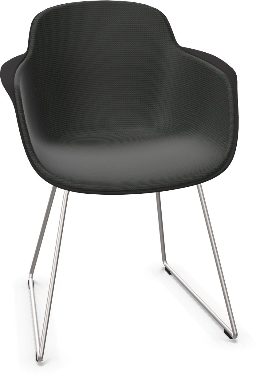 SICLA Sled gepolstert in Schwarz / Chrom präsentiert im Onlineshop von KAQTU Design AG. Stuhl mit Armlehne ist von Infiniti Design