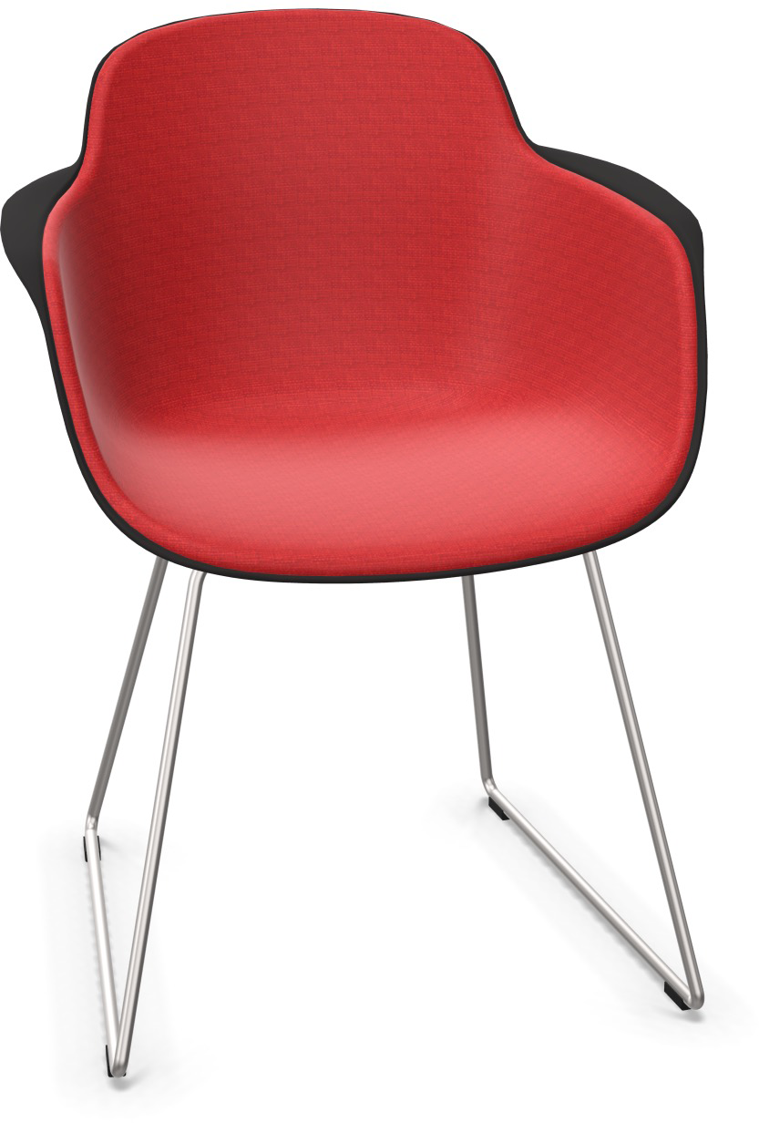 SICLA Sled gepolstert in Rot / Schwarz / Chrom präsentiert im Onlineshop von KAQTU Design AG. Stuhl mit Armlehne ist von Infiniti Design