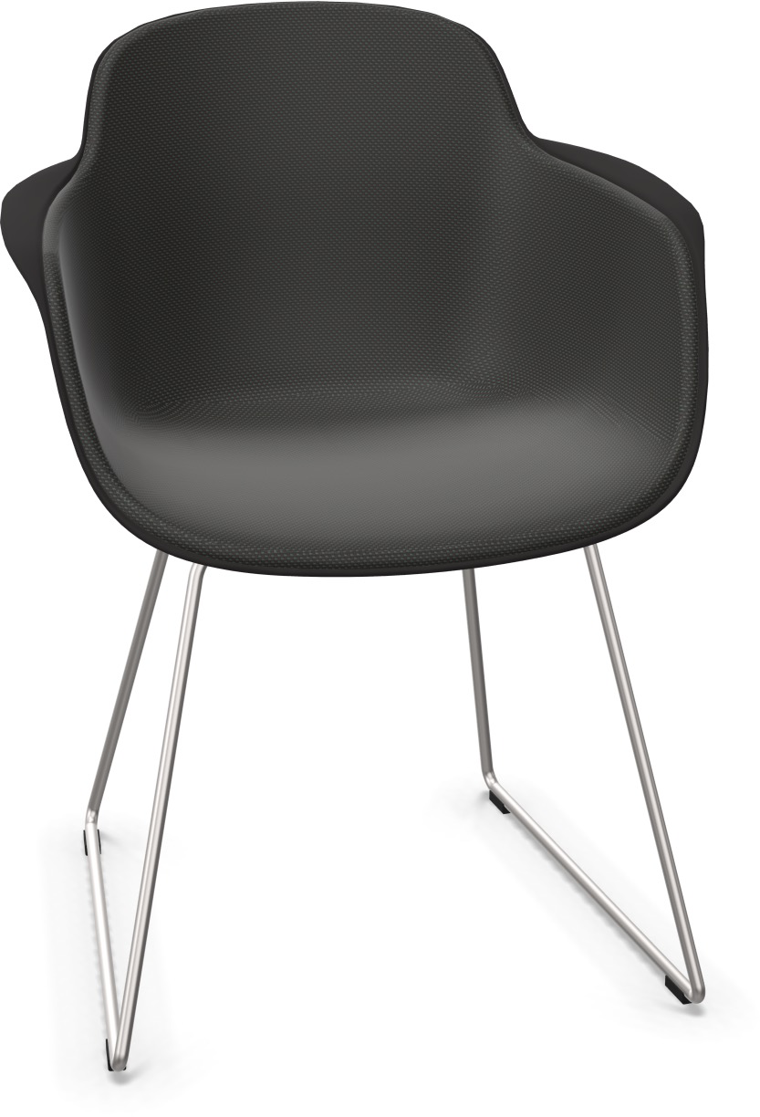 SICLA Sled gepolstert in Dunkelgrau / Schwarz / Chrom präsentiert im Onlineshop von KAQTU Design AG. Stuhl mit Armlehne ist von Infiniti Design