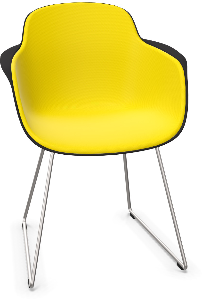 SICLA Sled gepolstert in Gelb / Schwarz / Chrom präsentiert im Onlineshop von KAQTU Design AG. Stuhl mit Armlehne ist von Infiniti Design