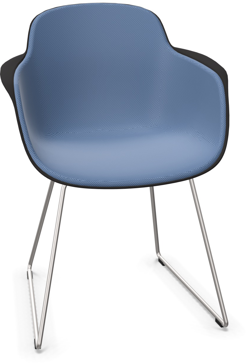 SICLA Sled gepolstert in Blau / Schwarz / Chrom präsentiert im Onlineshop von KAQTU Design AG. Stuhl mit Armlehne ist von Infiniti Design