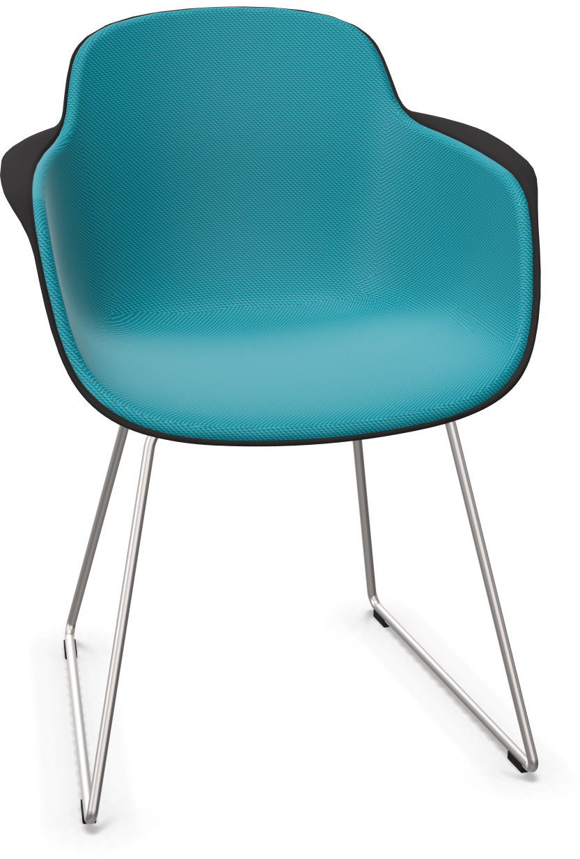 SICLA Sled gepolstert in Türkis / Schwarz / Chrom präsentiert im Onlineshop von KAQTU Design AG. Stuhl mit Armlehne ist von Infiniti Design