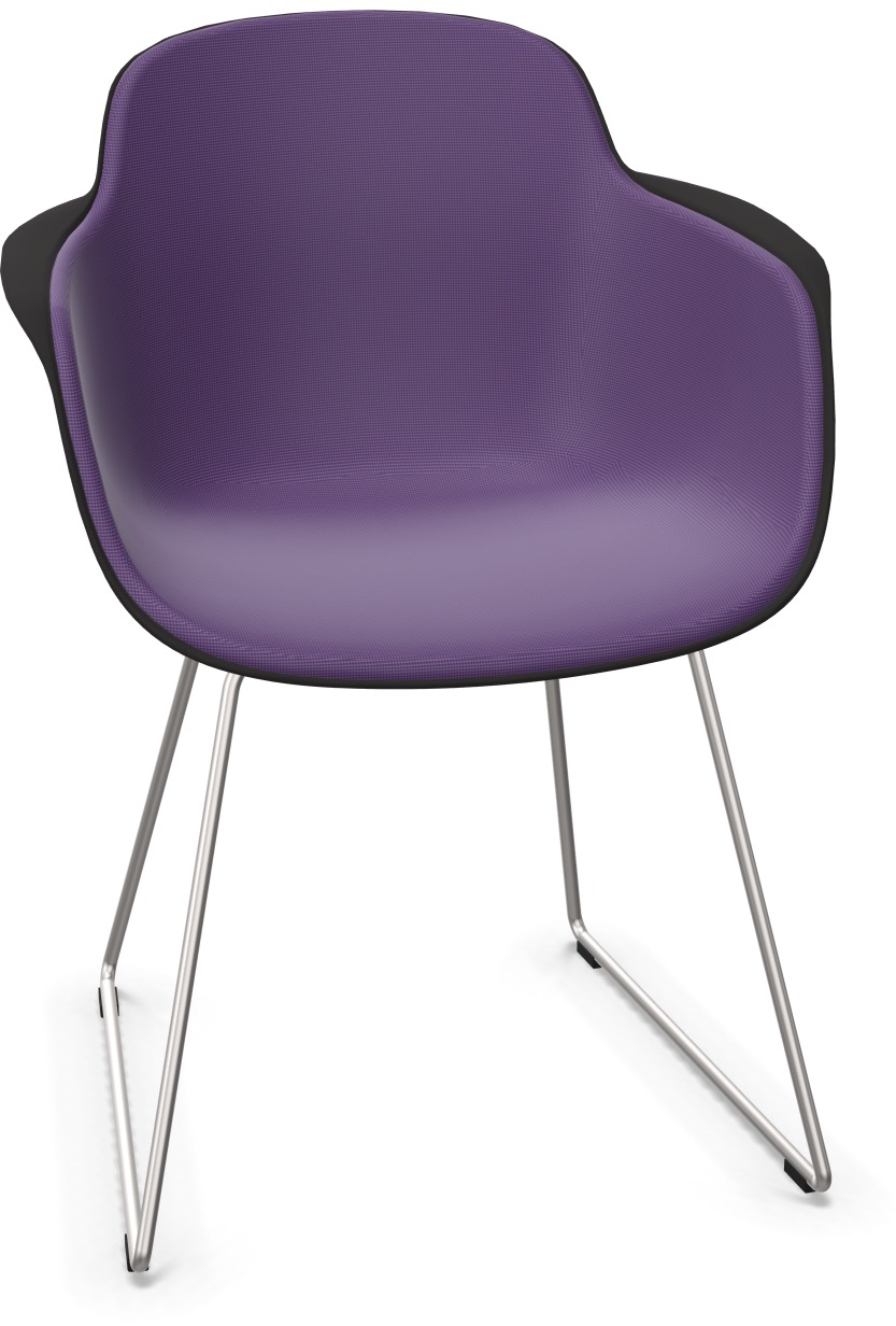 SICLA Sled gepolstert in Violett / Schwarz / Chrom präsentiert im Onlineshop von KAQTU Design AG. Stuhl mit Armlehne ist von Infiniti Design
