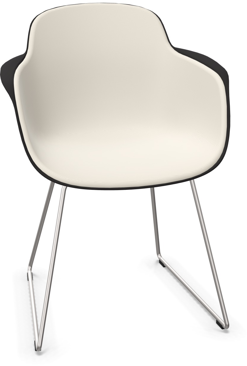 SICLA Sled gepolstert in Weiss / Schwarz / Chrom präsentiert im Onlineshop von KAQTU Design AG. Stuhl mit Armlehne ist von Infiniti Design