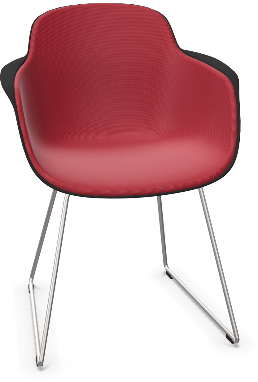 SICLA Sled gepolstert in Dunkelrot / Schwarz / Chrom präsentiert im Onlineshop von KAQTU Design AG. Stuhl mit Armlehne ist von Infiniti Design