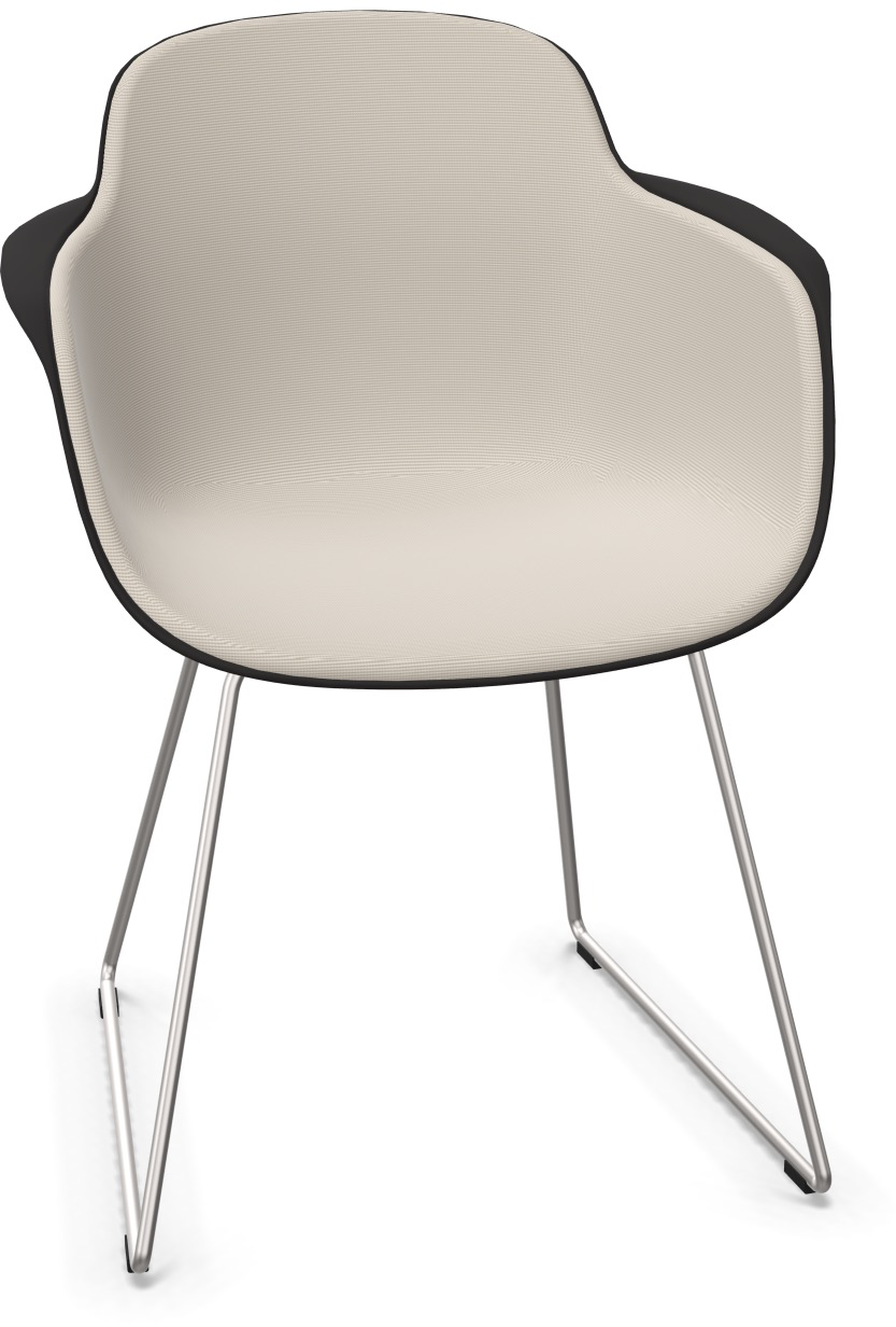 SICLA Sled gepolstert in Hellgrau / Schwarz / Chrom präsentiert im Onlineshop von KAQTU Design AG. Stuhl mit Armlehne ist von Infiniti Design